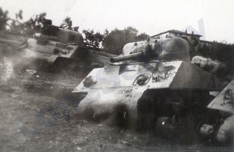 [Group of Allied Sherman Tanks Destroyed in Italy, WWII]