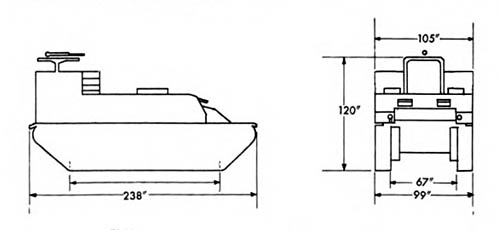 [U.S. WW2 Cargo Carrier T14, Dimensions Diagram]