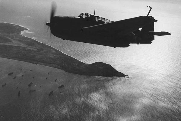 TBM Avenger over Iwo Jima